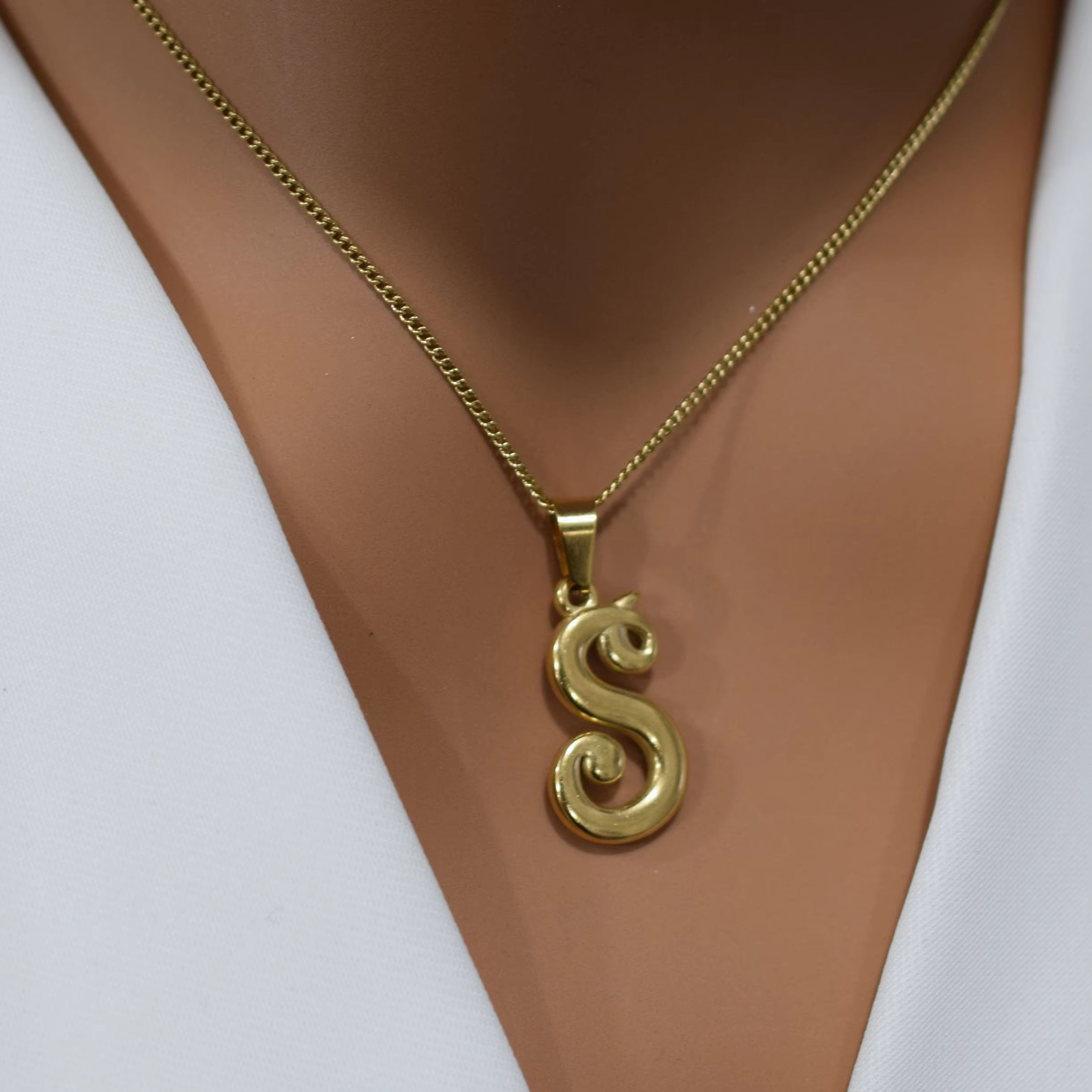 Pingente de alfabeto vintage d - Initial Letter Necklace 18K Gold avaliação e preço
