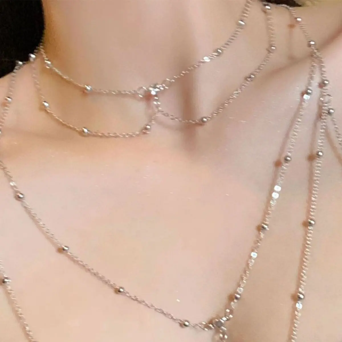Corrente corporal de strass ci - Layered Pendant Necklace Aesthetic avaliação e preço