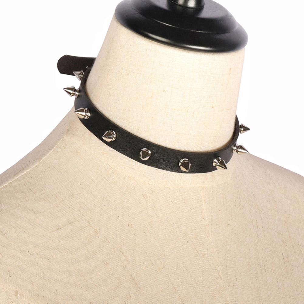 Colar Choker de Couro PU Preto - Goth Punk Spike Choker avaliação e preço