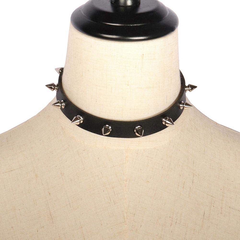 Colar Choker de Couro PU Preto - Goth Punk Spike Choker avaliação e preço