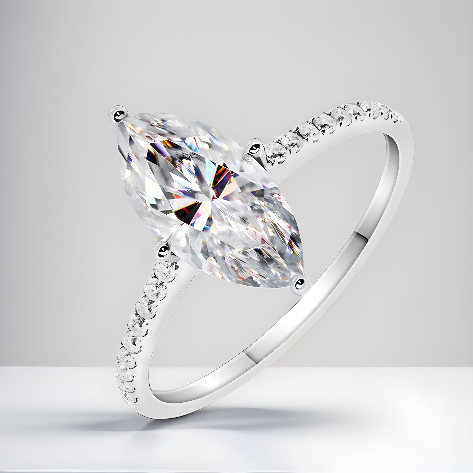 Marquise Moissanite Anéis de C - Moissanite Engagement Ring 1 Carat avaliação e preço