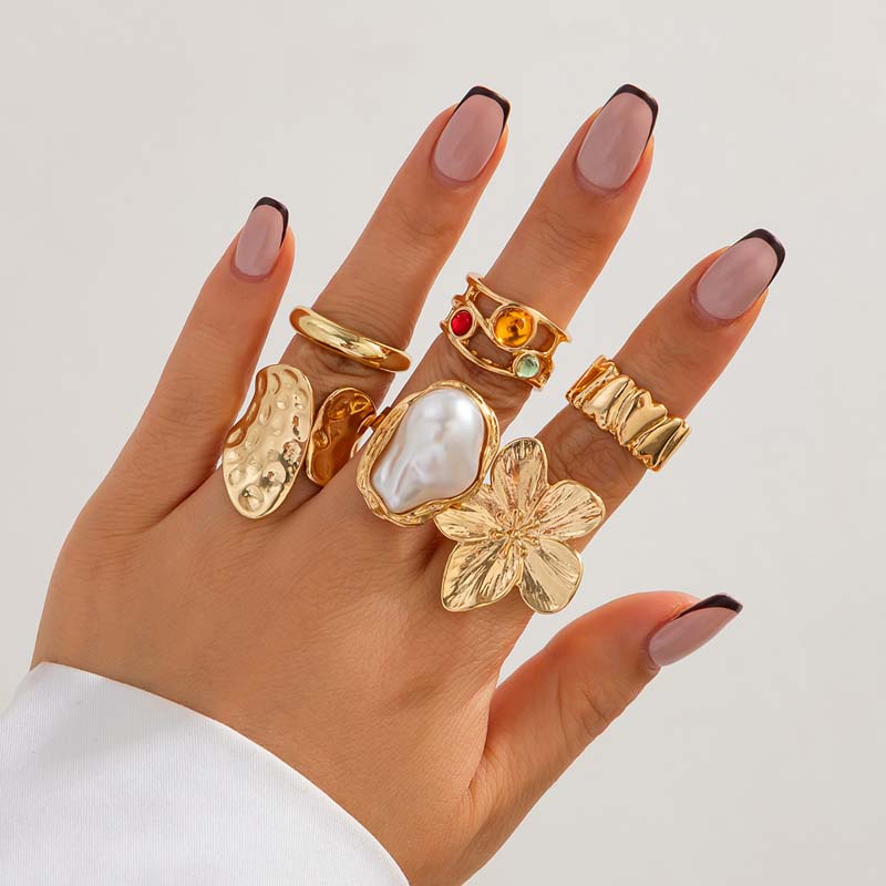 Conjunto de 6 Anéis de Metal V - Vintage Punk Knuckle Rings Set avaliação e preço