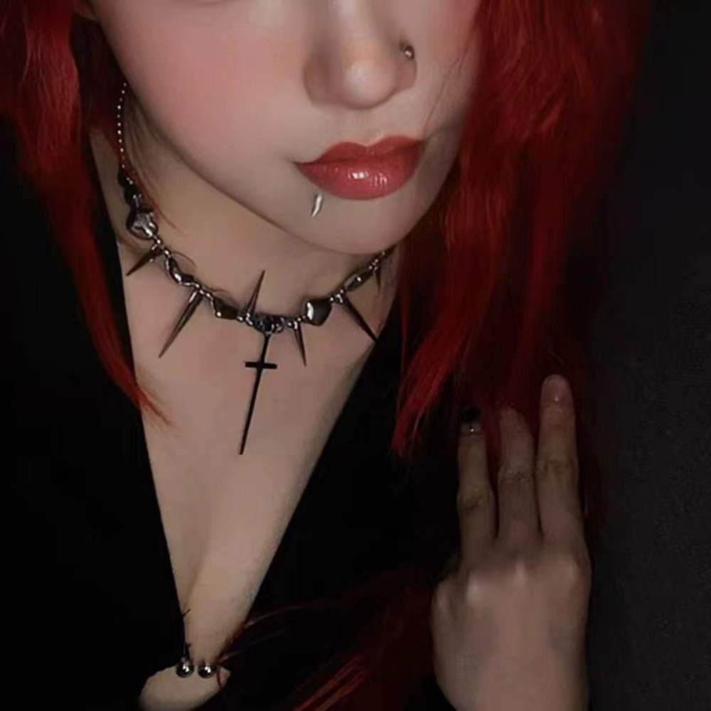 Colar Choker Y2K Subcultura co - Goth Punk Spike Choker avaliação e preço