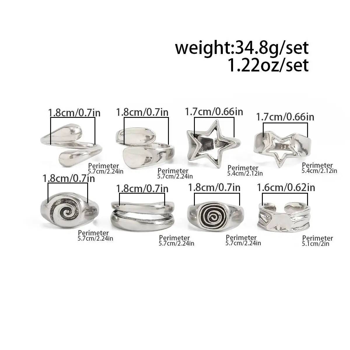 Conjunto de 8 Anéis Góticos co - Vintage Punk Knuckle Rings Set avaliação e preço