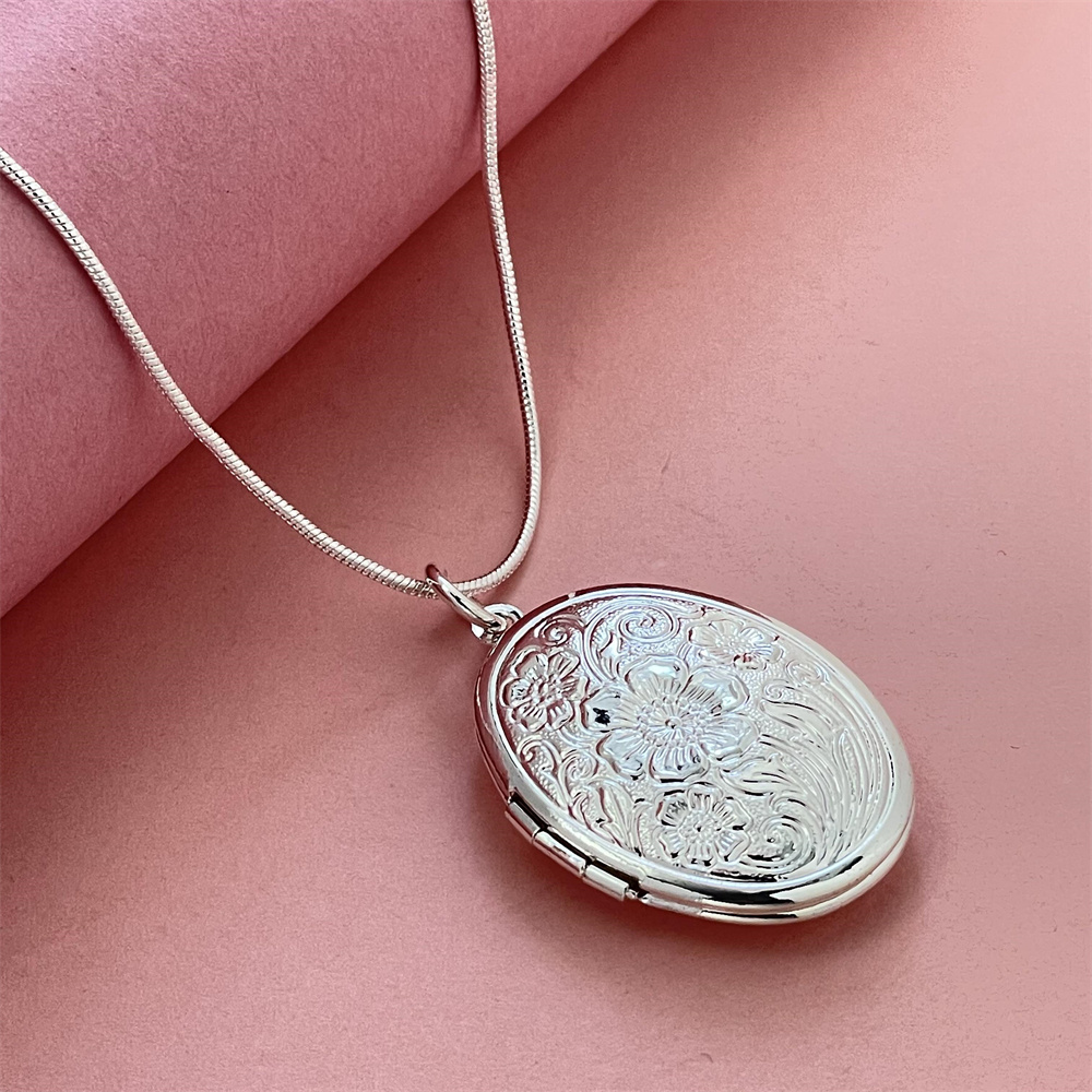 Colar oval de prata 925 para h - 925 Sterling Silver Chain Necklace Men avaliação e preço