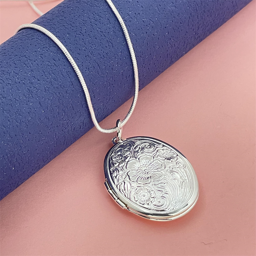 Colar oval de prata 925 para h - 925 Sterling Silver Chain Necklace Men avaliação e preço