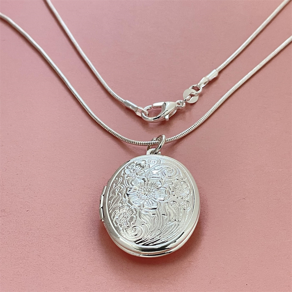 Colar oval de prata 925 para h - 925 Sterling Silver Chain Necklace Men avaliação e preço