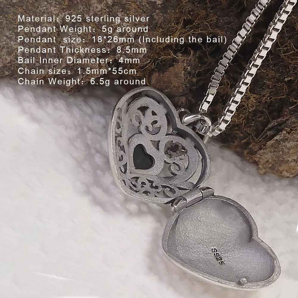 925 prata esterlina medalhão q - Heart Locket Necklace Photo avaliação e preço
